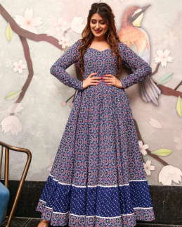 Dark Blue Printed Dress