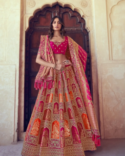Pink Banarasi Lehenga
