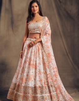 Creamy White Floral Lehenga
