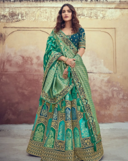 Jade Green Banarasi Lehenga