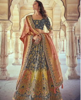 Dark Blue Embroidered Lehenga