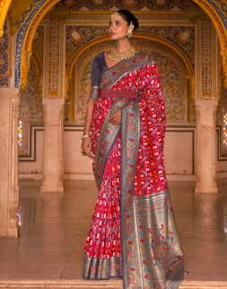 Magenta Tissue Silk Saree