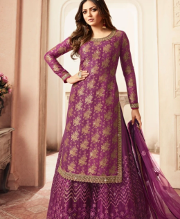 Purple Printed Long Suit