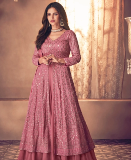 Light Pink Embellished Anarkali Dress